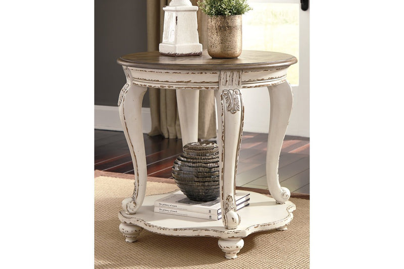 Realyn White/Brown End Table - Gate FurnitureEnd Table