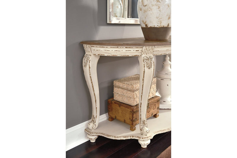 Realyn White/Brown Sofa Table - Gate FurnitureSofa Table