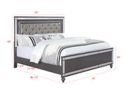 Refino Gray King LED Upholstered Panel Bed - Gate FurnitureKing Bed