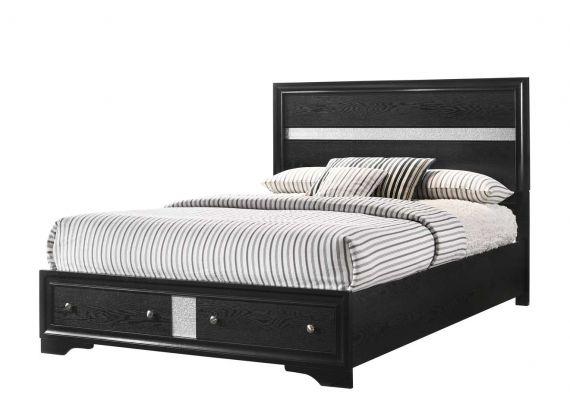 Regata Black Queen Storage Platform Bed - Gate Furniture