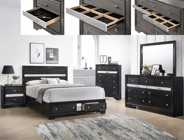 Regata Black Storage Platform Bedroom Set - Gate Furniture