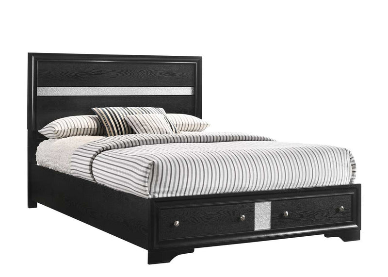 Regata Black/Silver Queen Storage Platform Bed - Gate FurnitureQueen Bed