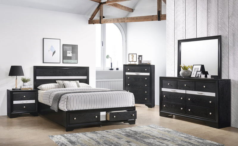 Regata Black/Silver Storage Platform Bedroom Set - Gate FurnitureBedroom Set