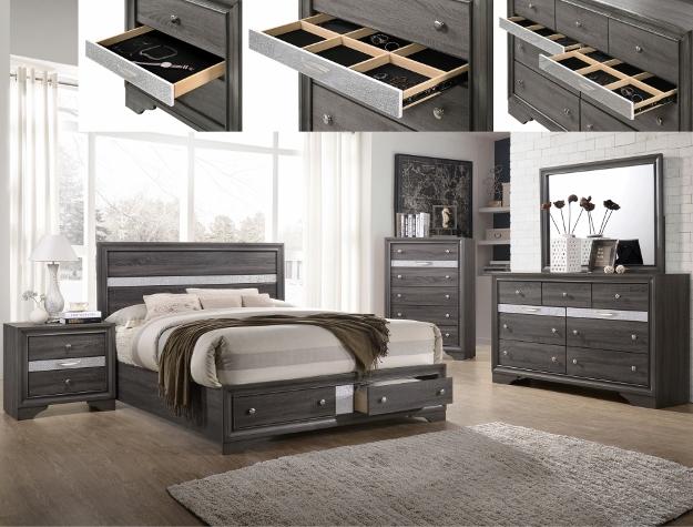Regata Gray Storage Platform Bedroom Set - Gate Furniture