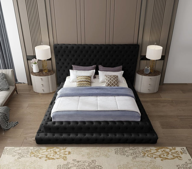 Revel Velvet King Bed (3 Boxes) Black - Gate FurnitureKing Bed