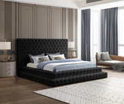 Revel Velvet King Bed (3 Boxes) Black - Gate FurnitureKing Bed