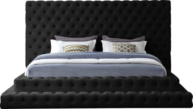 Revel Velvet King Bed (3 Boxes) Black - Gate FurnitureKing Bed