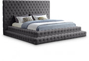 Revel Velvet King Bed (3 Boxes) Grey - Gate FurnitureKing Bed