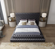 Revel Velvet King Bed (3 Boxes) Grey - Gate FurnitureKing Bed