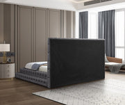 Revel Velvet King Bed (3 Boxes) Grey - Gate FurnitureKing Bed