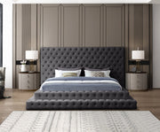 Revel Velvet King Bed (3 Boxes) Grey - Gate FurnitureKing Bed