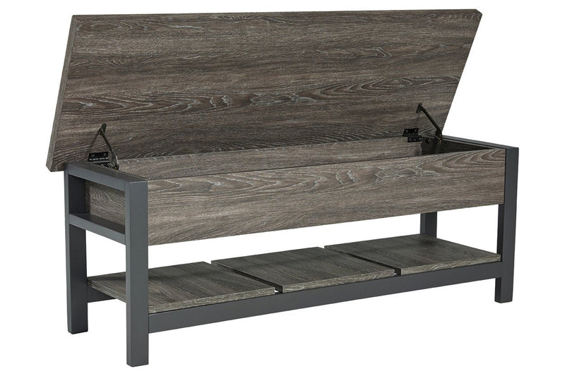 Rhyson Brown Storage Bench - Gate FurnitureAccent Bench