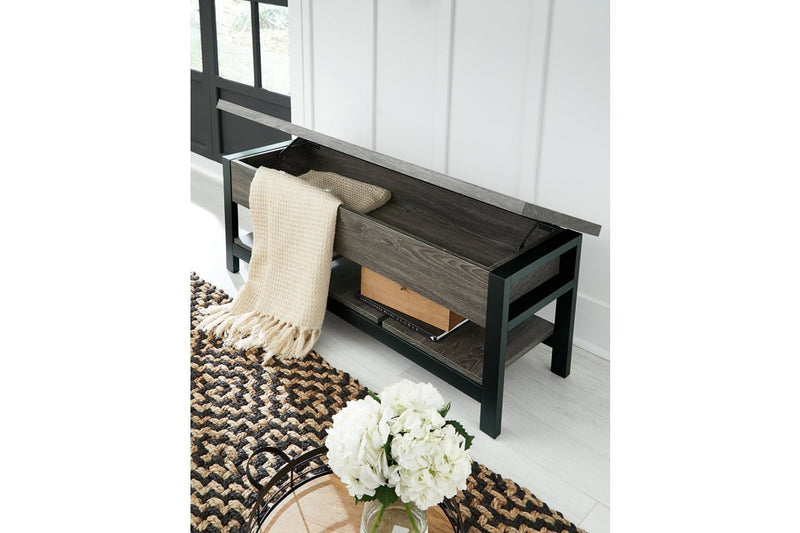 Rhyson Brown Storage Bench - Gate FurnitureAccent Bench