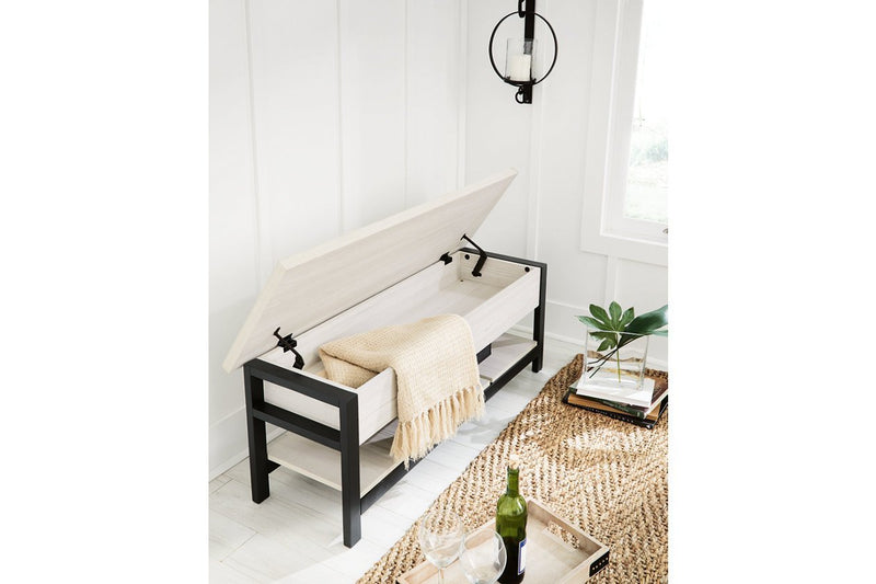 Rhyson White Storage Bench - Gate FurnitureAccent Bench