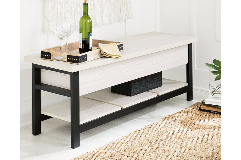 Rhyson White Storage Bench - Gate FurnitureAccent Bench