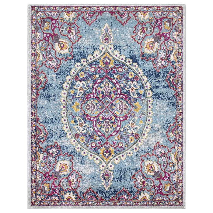 Rixos Collection Distressed Medallion Design Vintage Area Rugs - Turquoise - 5'X7' - RIX3262-5X7 - Gate Furniture