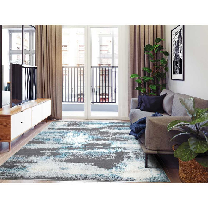 Rixos Collection Distressed Modern Abstract Design Area Rugs - Gray - 5'X7' - RIX3163-5X7 - Gate Furniture