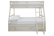 Robbinsdale Antique White Twin over Full Bunk Bed with Storage - Gate FurnitureBunk Bed