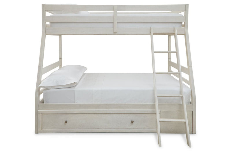 Robbinsdale Antique White Twin over Full Bunk Bed with Storage - Gate FurnitureBunk Bed