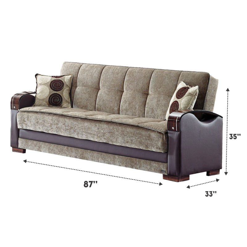 Rochester 87 in. Convertible Sleeper Sofa in Brown with Storage - Gate FurnitureSleeper Sofa
