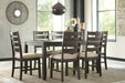 Rokane Brown Dining Table and Chairs (Set of 7) - D397-425 - Gate Furniture