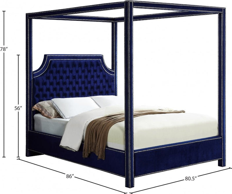 Rowan Velvet King Bed (3 Boxes) Blue - Gate FurnitureKing Bed