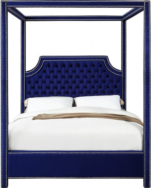 Rowan Velvet King Bed (3 Boxes) Blue - Gate FurnitureKing Bed