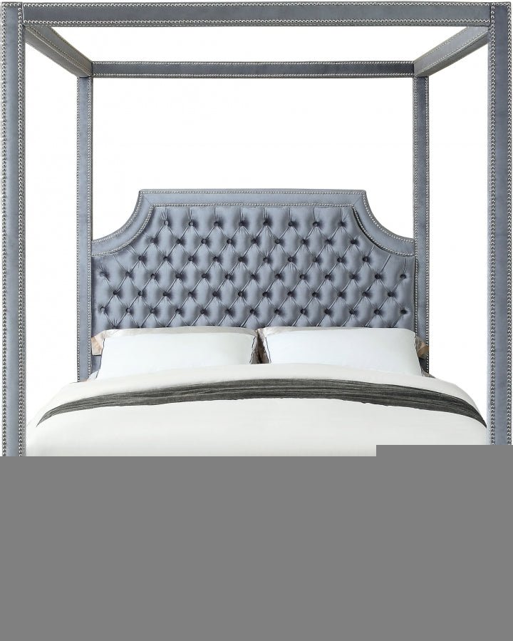 Rowan Velvet King Bed (3 Boxes) Grey - Gate FurnitureKing Bed