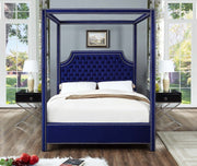 Rowan Velvet Queen Bed (3 Boxes) Blue - Gate FurnitureQueen Bed