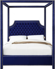 Rowan Velvet Queen Bed (3 Boxes) Blue - Gate FurnitureQueen Bed