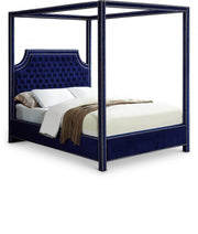 Rowan Velvet Queen Bed (3 Boxes) Blue - Gate FurnitureQueen Bed