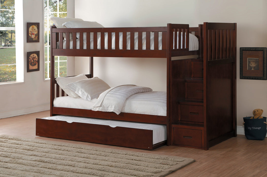 Rowe Cherry Twin/Twin Reversible Step Storage Bunk Bed - Gate Furniture