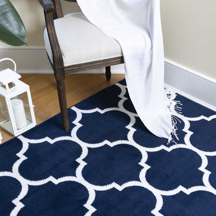 Royal Collection Contemporary Moroccan Trellis Design Area Rugs - Navy - RYL1324-5X7 - Gate Furniture