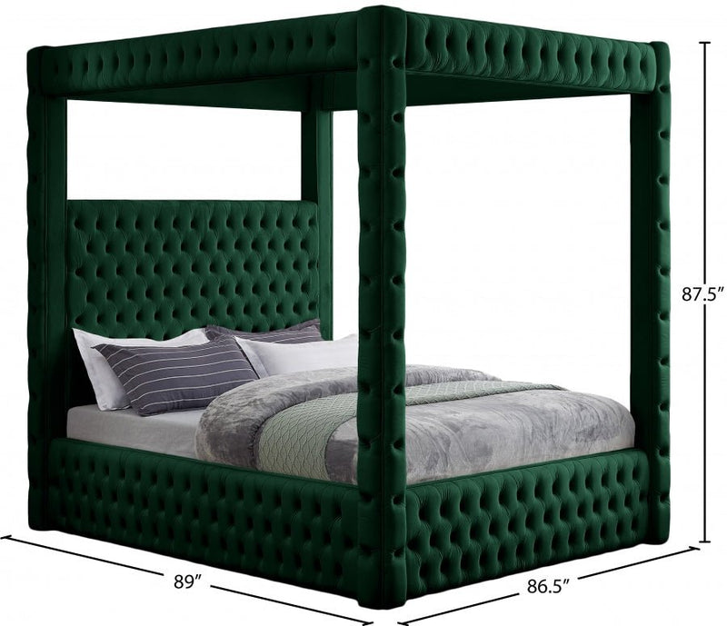Royal Velvet King Bed (4 Boxes) Green - Gate FurnitureKing Bed