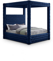 Royal Velvet Queen Bed (4 Boxes) Blue - Gate FurnitureQueen Bed