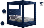 Royal Velvet Queen Bed (4 Boxes) Blue - Gate FurnitureQueen Bed