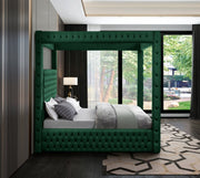 Royal Velvet Queen Bed (4 Boxes) Green - Gate FurnitureQueen Bed