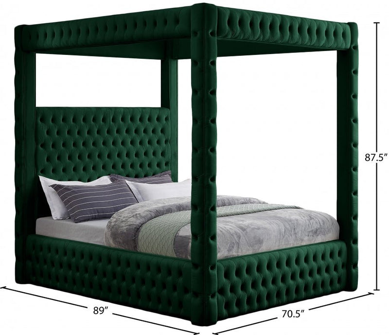 Royal Velvet Queen Bed (4 Boxes) Green - Gate FurnitureQueen Bed