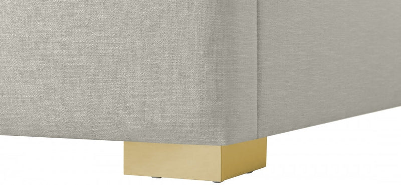 Royce Linen Textured King Bed (3 Boxes) Beige - Gate FurnitureKing Bed