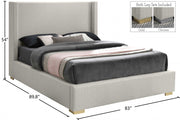 Royce Linen Textured King Bed (3 Boxes) Beige - Gate FurnitureKing Bed