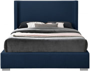 Royce Linen Textured King Bed (3 Boxes) Blue - Gate FurnitureKing Bed