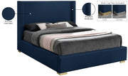 Royce Linen Textured King Bed (3 Boxes) Blue - Gate FurnitureKing Bed