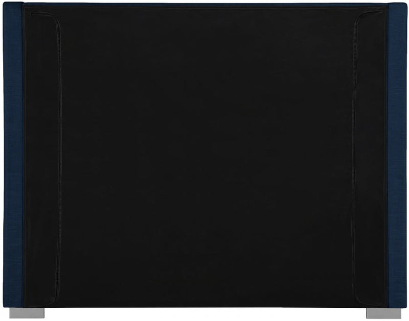 Royce Linen Textured King Bed (3 Boxes) Blue - Gate FurnitureKing Bed