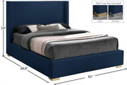 Royce Linen Textured King Bed (3 Boxes) Blue - Gate FurnitureKing Bed