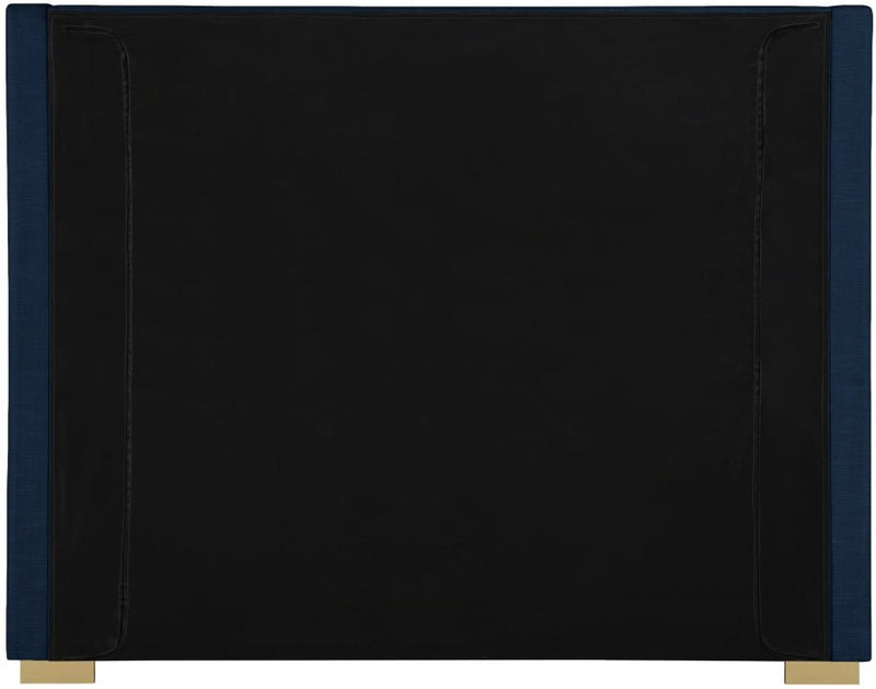 Royce Linen Textured King Bed (3 Boxes) Blue - Gate FurnitureKing Bed