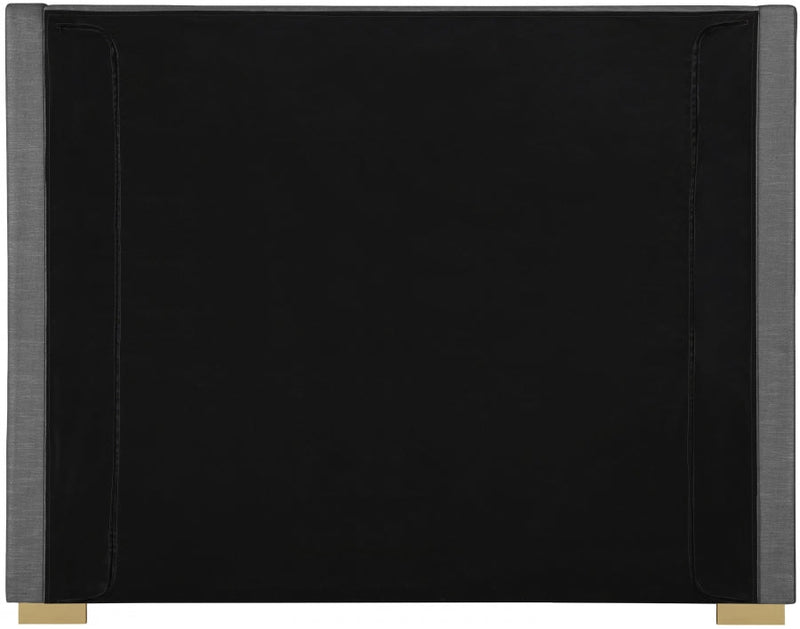 Royce Linen Textured King Bed (3 Boxes) Grey - Gate FurnitureKing Bed