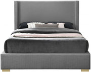Royce Linen Textured King Bed (3 Boxes) Grey - Gate FurnitureKing Bed