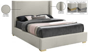 Royce Linen Textured Queen Bed (3 Boxes) Beige - Gate FurnitureQueen Bed