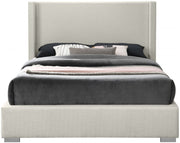 Royce Linen Textured Queen Bed (3 Boxes) Beige - Gate FurnitureQueen Bed
