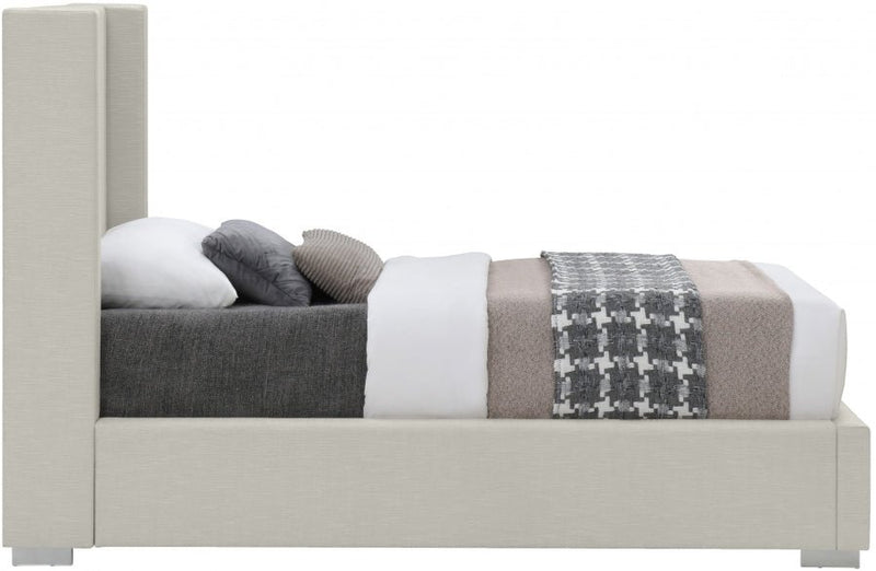 Royce Linen Textured Twin Bed (3 Boxes) Beige - Gate FurnitureTwin Bed